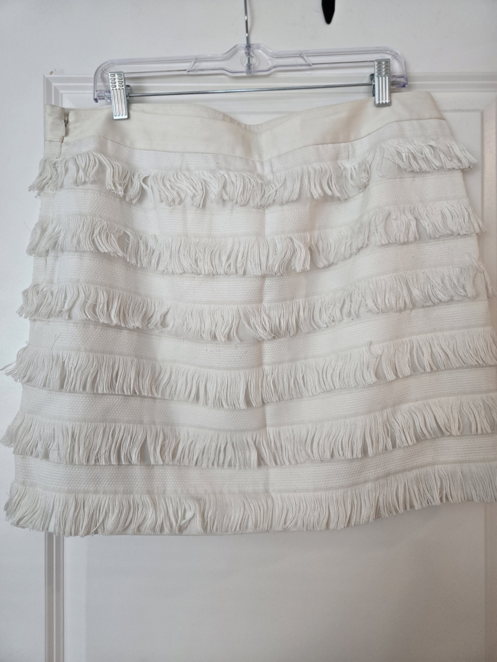 The Limited Cream Fringe Tiered Mini Skirt